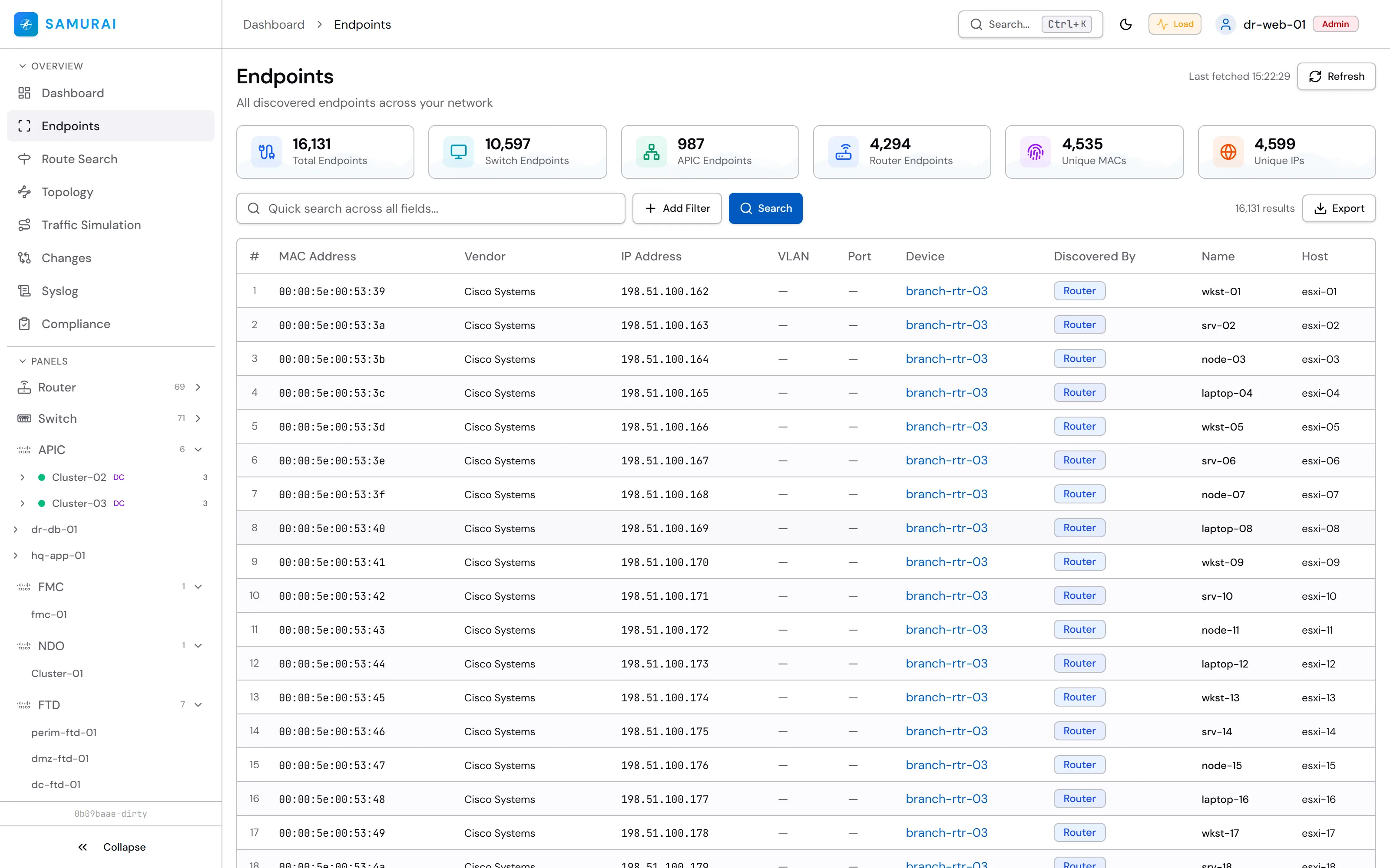 Unified endpoint inventory with identity and vendor enrichment